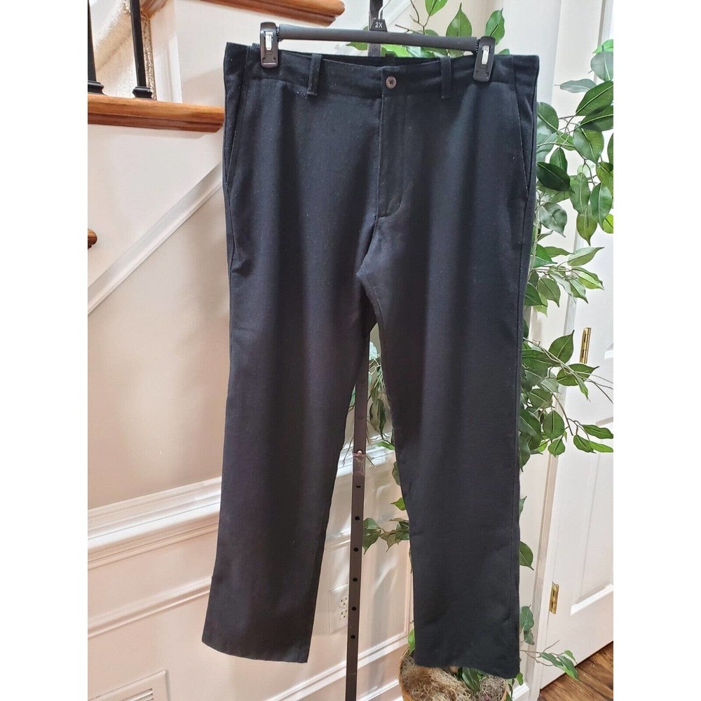 Banana Republic Men Black Polyester High Rise Straight Fit Dress Pant Size 34/34